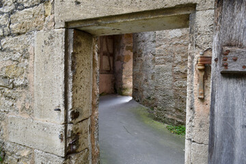 Medieval Door Leading to Passage through City Wall of Rothenburg, Germany