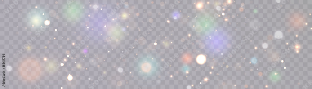 Poster Bokeh light effect with lots of shiny shimmering particles isolated on transparent background. Glitter. Vector star cloud with dust.	Adobe Illustrator Artwork