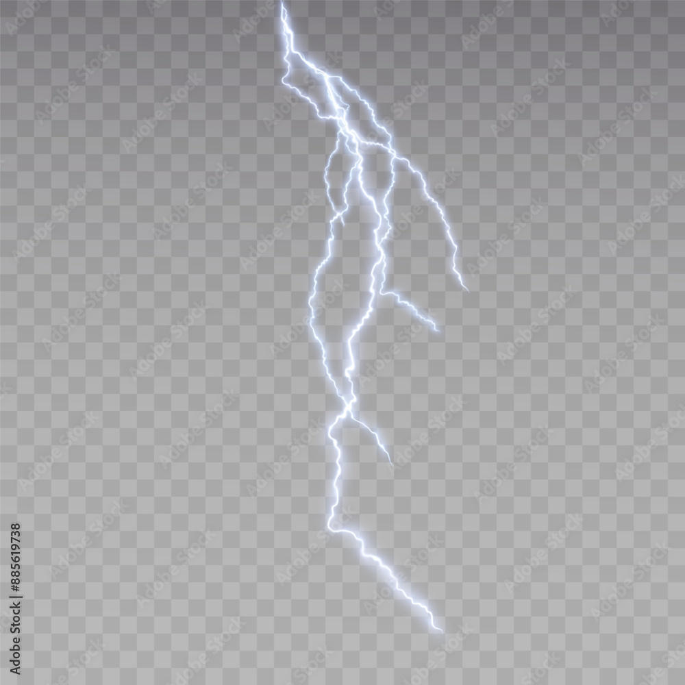 Aufkleber Lightning. Thunderstorm, realistic lightning. Magical and vibrant light effects for web design and illustrations Adobe Illustrator Artwork