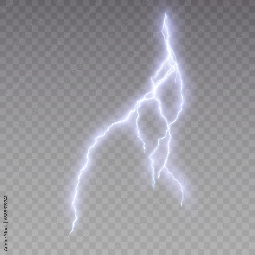 Poster Lightning. Thunderstorm, realistic lightning. Magical and vibrant light effects for web design and illustrations Adobe Illustrator Artwork