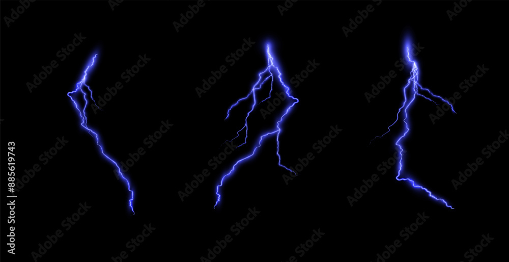 Poster lightning. thunderstorm, realistic lightning. magical and vibrant light effects for web design and i