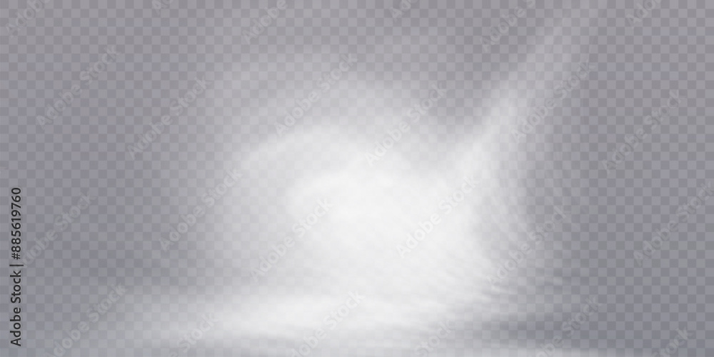 Poster cloud of white smoke with overlay effect on a transparent background. realistic nebula effect. vecto
