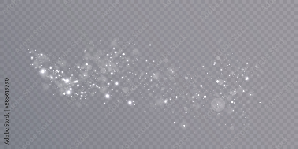 Poster Bokeh light effect background. Overlay effect of white light shiny dust on a transparent background. Christmas background made of glitter dust. Adobe Illustrator Artwork