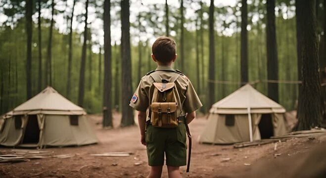 Boy scout at a boy scout camp.