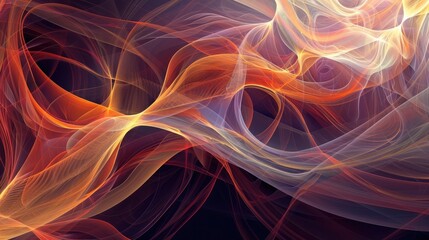 Obraz premium A dynamic abstract wallpaper featuring intertwining organic shapes, flowing lines, and waves, creating a visually engaging panorama.