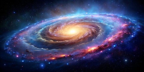 Fototapeta premium Vibrant Spiral Galaxy, Cosmic Art, Colorful Space Nebula