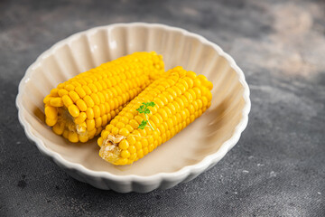 boiled corn cob natural food fresh appetizer meal food snack on the table copy space food background rustic top view keto or paleo diet vegetarian vegan