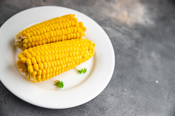 boiled corn cob natural food fresh appetizer meal food snack on the table copy space food background rustic top view keto or paleo diet vegetarian vegan