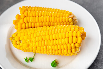 boiled corn cob natural food fresh appetizer meal food snack on the table copy space food background rustic top view keto or paleo diet vegetarian vegan