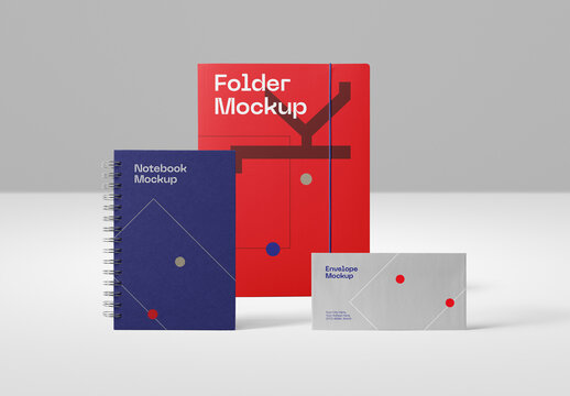 Front View Stationery Elements Mockup