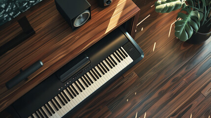 Piano keys on the piano.