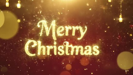 "Merry Christmas" lettering with fireworks in bright colors with tree decor and snowflakes .Suitable for holiday greeting cards, social media posts, and festive marketing