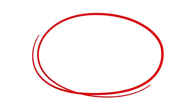Oval red frame self drawing line animation. Design element.