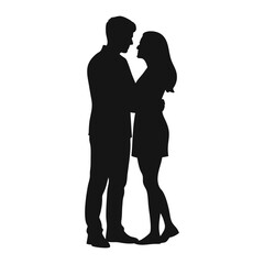  Couple lovers romantic moment silhouette vector illustration.