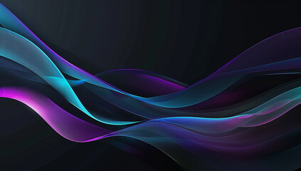 Abstract background with colorful lines and shapes in black, blue, purple, and green, with a dark gradient and dark color scheme in a futuristic style