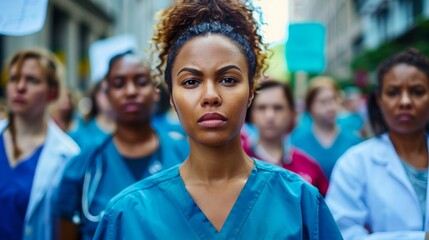 Portrait of black Nurse wearing medical scrubs, Doctor with stethoscope 