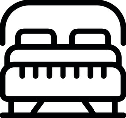 Simple black and white icon of a double bed with canopy, perfect for apps and websites