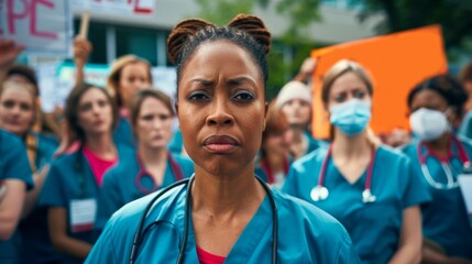 Portrait of a black Nurse wearing medical scrubs, Doctor with stethoscope 
