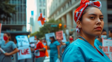 Portrait of a Latina Nurse wearing medical scrubs, Doctor with stethoscope 