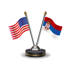 United States (USA) and Serbia table flags relation with background transparent