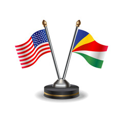 United States (USA) and Seychelles table flags relation with background transparent