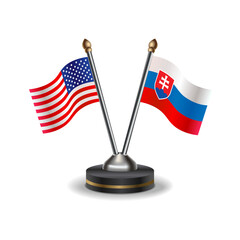 United States (USA) and Slovakia table flags relation with background transparent