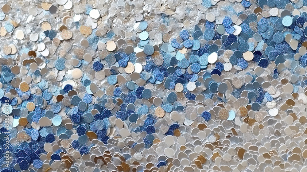 Poster abstract shiny background with blue glitter waves. scattered confetti sparkles with light blue color