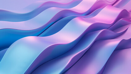 Obraz premium 3d render of simple curved wave shapes on blue and purple background, gradient, minimalistic, modern, clean, smooth, soft lighting