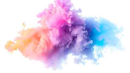 Colorful powder explosion cloud, rainbow vibrant color splash, paint holi dust, multicolor particles, isolated transparent background
