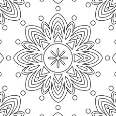 Vector hand drawn doodle mandala art. Ethnic mandala with tribal ornament. modern textile mandala art. tattoo motif, bohemian mandala black white coloring book page, arabic islamic line art design