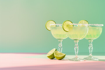  lime cocktail, pastel illustration, tropical mood