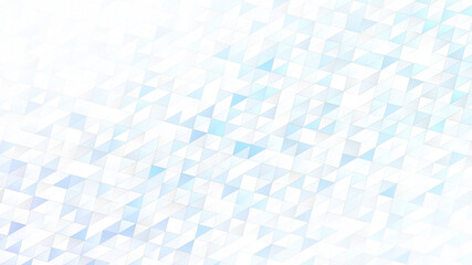 Abstract colorful blue, light blue and turquoise triangle pattern on white background. High resolution full frame triangular shape geometric background with copy space.