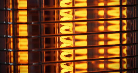 Infrared heater. Heating device with red-hot spiral filament. Energy efficient space heater, vertical freestanding infrared heater for indoor use - Powered by Adobe