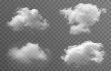 Vector realistic cloud, smoke or fog on isolated transparent background. Cloud png. Cloud, smoke, fog png.