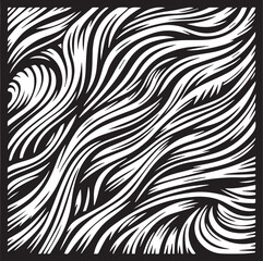 Abstract organic Wood Fiber pattern,, black and white, square shape,  white background