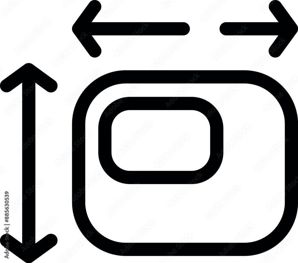 Poster simple icon of a square being resized with arrows pointing in each direction