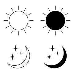 Sun moon icon illustration isolated vector sign symbol.