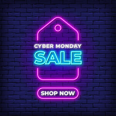 Obraz premium Cyber monday sale neon label