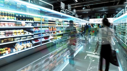 Futuristic Grocery Store With Augmented Reality Navigation