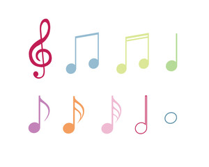music notes set colorful