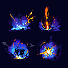 Set of fire icons. Vector illustration of a fire with flames.