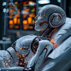 Healthcare robots checking vital signs advanced sensors