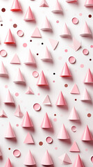 Pink Triangles on White Background, Abstract Image, Texture, Pattern Background, Wallpaper, Smartphone Cover and Screen, Cell Phone, Computer, Laptop, 9:16 and 16:9 Format