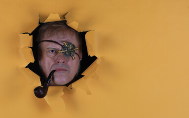 pirate in a paper hole