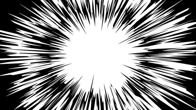 High-speed abstract roughen speed lines overlay animation. Cartoon-animated retro grunge speed lines on a black background in a seamless motion graphics loop. Fit for alpha channel or tint layer