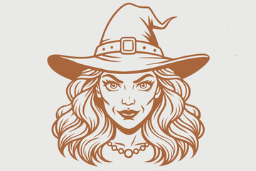 vintage witch vector,  Witch portrait Vintage Halloween label Vector illustration, Halloween Witch , vintage halloween vector