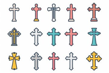 Fototapeta premium Cross icon, christianity religion symbol, christian sign, cross shape, church emblem, catholicism symbol