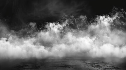 Fototapeta premium Fog and mist effect on black background. Smoke texture