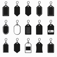 Price tag, label icon, paper price, blank product labels symbol, empty cardboard price label, sale mockup