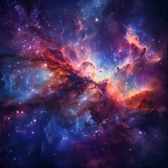 Fototapeta premium Universe abstract background, colorful space galaxy clouds nebula, stary cosmos, universe wallpaper